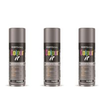 Paint Factory Matt Grey Primer Spray Paint 250ml - Pack of 3