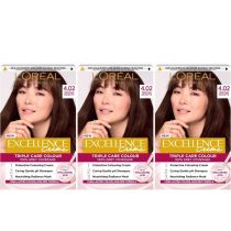Loreal Paris Excellence Creme Permanent Hair Dye 4.02 Tempting Brunette - Pack of 3