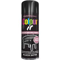 Paint Factory Colour It Satin Black Spray Paint 250ml