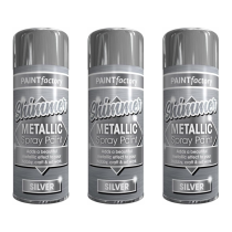 Paint Factory Shimmer Metallic Silver Spray Paint 200ML - Pack of 3