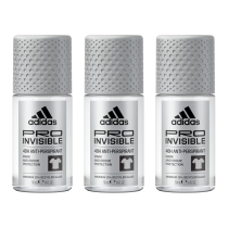 Adidas Pro Invisible Antiperspirant Roll-On Deodorant for Men 50ml - Pack of 3