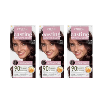L'Oreal Casting Natural Gloss Permanent Hair Dye Chocolate Dark Brown 323 - Pack of 3