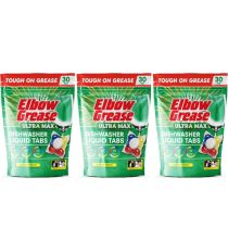 Elbow Grease Ultra Max Lemon Fresh Dishwasher Liquid Tabs 30 Count - Pack of 3