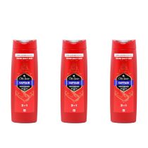 Old Spice Captain 3 in 1 Shower Gel Body Hair & Face Wash 400ml - Pack of 3