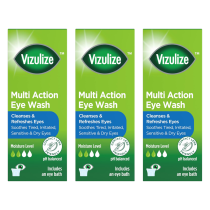 Vizulize Multi Action Eye Wash Cleanses and Refreshes Eyes 300ml - Pack of 3