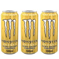Monster Energy Ultra Gold Pineapple Drink 500ml - Pack of 3