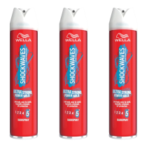 Wella Shockwaves Ultra Strong Hold Hairspray 250ml - Pack of 3