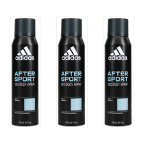 Adidas After Sport Deodorant Body Spray 150ml - Pack of 3
