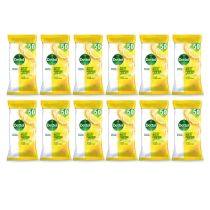 Dettol Biodegradable Antibacterial Cleaning Wipes 50 Wipes Pack - Pack of 12