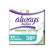 Always Dailies Organic Cotton Protection Panty Liners Normal 38 Count