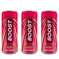 Boost Red Berry Carbonated  Energy Drink 500ml - Pack of 3