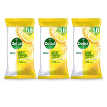 Dettol Biodegradable Antibacterial Cleaning Wipes 50 Wipes Pack - Pack of 3