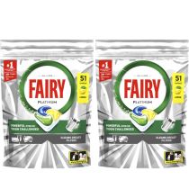 Fairy Platinum All-in-One Lemon Dishwasher Capsules 51 Count - Pack of 2