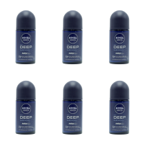 Nivea Men Deep Darkwood Anti-Perspirant Roll On Deodorant 50ml - Pack of 6