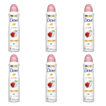 Dove Go Fresh Pomegranate Antiperspirant Deodorant Spray 250ml can on bathroom shelf
