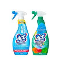 Ace Stain Remover Trigger Spray Bundle – For Whites 700ml & For Colour 650ml