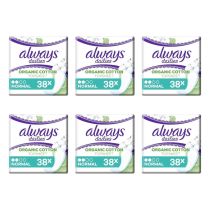 Always Dailies Organic Cotton Protection Panty Liners Normal 38 Count - Pack of 6