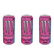 Monster Energy Ultra Fantasy Ruby Red Drink 500ml - Pack of 3