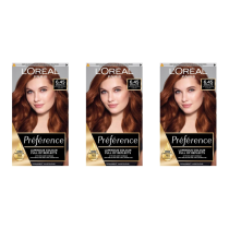 L’Oréal Paris Preference 6.45 Intense Copper Auburn Permanent Hair Dye Kit - Pack of 3