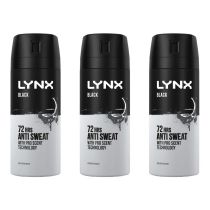 Lynx Black Dry Anti-Perspirant Deodorant 150 ML - Pack of 3