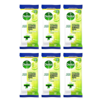 Dettol Antibacterial Cleansing Surface Wipes Lime & Mint 110 Wipes - Pack of 6