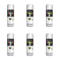 Paint Factory Colour It Brilliant White Gloss Spray Paint 400ml - Pack of 6