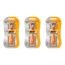 BIC 3 Hybrid Men’s Razor with 6 Replacement Cartridges 3 Blade Shaver - Pack of 3
