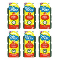 Dishmatic Heavy Duty Refill Sponges Triples for Tough Cleaning 3 Count - Pack Of 6