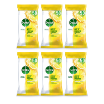Dettol Biodegradable Antibacterial Cleaning Wipes 50 Wipes Pack - Pack of 6