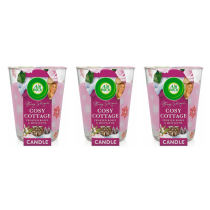 Air Wick Cosy Cottage Frosted Roses & Mistletoe Scented Candle 105g - Pack of 3