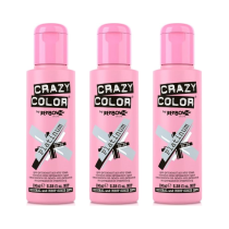 Crazy Color 28 Metallic Platinum Semi-Permanent Hair Color Cream 100ml - Pack of 3