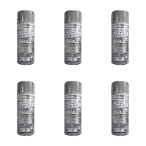 Paint Factory Shimmer Metallic Silver Spray Paint 200ML - Pack of 6
