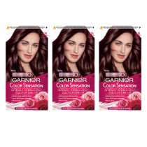 Garnier Color Sensation 4.15 Icy Chestnut Permanent Color Cream - Pack of 3