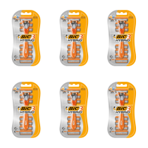 BIC 3 Hybrid Men’s Razor with 6 Replacement Cartridges 3 Blade Shaver - Pack of 6