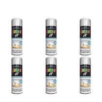 Paint Factory Colour It Flat Matt White Aerosol Spray Paint 250ml - Pack of 6