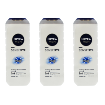 Nivea Men Sensitive 3-in-1 Shower Gel 500ml - Pack of 3