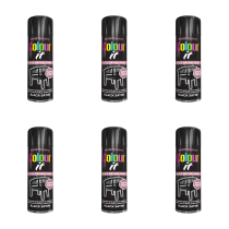 Paint Factory Colour It Satin Black Spray Paint 250ml - Pack of 6
