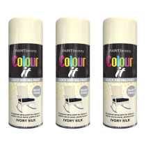 Paint Factory Colour It Quick Drying Paint Ivory Silk Gloss Finish 400ML - Pack of 3
