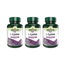 Natures Aid L-Lysine High Potency 1000mg Amino Acid 60 Tablets - Pack of 3