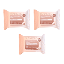 Sunkissed Self-Tanning Wipes for a Natural Looking Tan 25 Wipes - Pack of 3