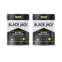 Everbuild Black Jack 903 bitumen trowel mastic 1 litre tub on white background