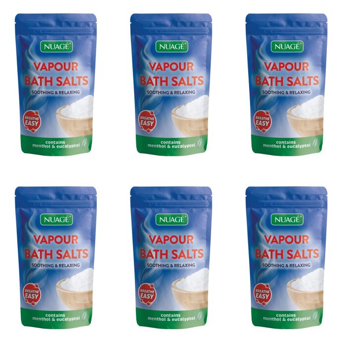 Nuage® Vapour Bath Salts Soothing Relaxing Menthol & Eucalyptus 450g - Pack of 6
