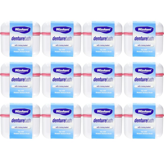 Wisdom Dentures Bath Bowl Holder White With Rising Basket - Pack of 12