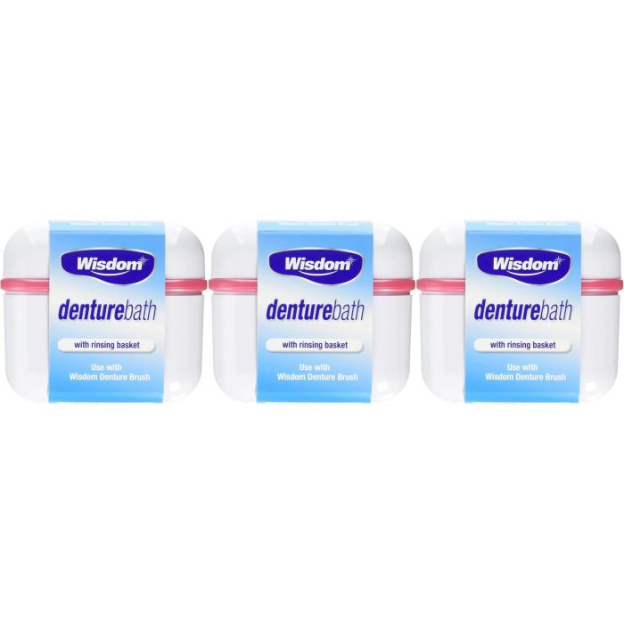 Wisdom Dentures Bath Bowl Holder White With Rising Basket - Pack of 3
