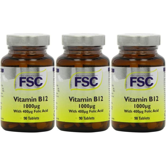 FSC Vitamin B12 1000ug 90 Tablets - Pack of 3
