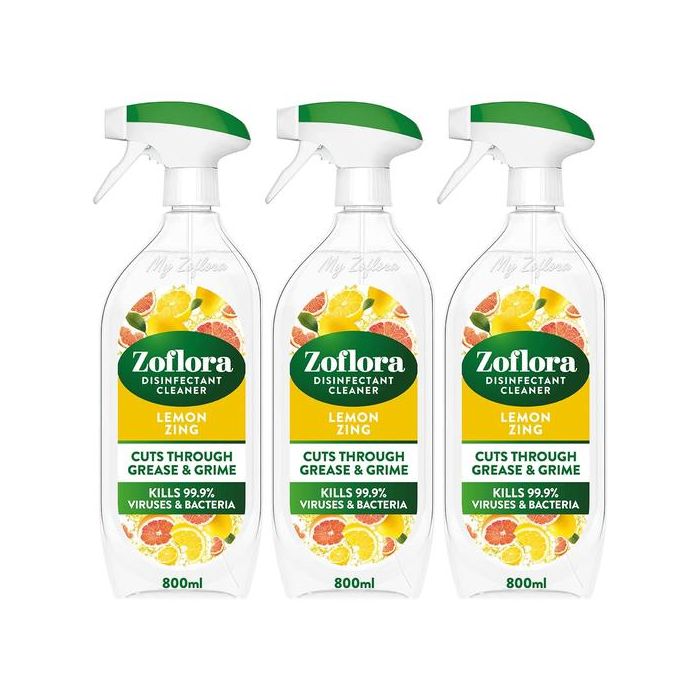 Zoflora Disinfectant Cleaner Spray Lemon Zing 800ml - Pack of 3
