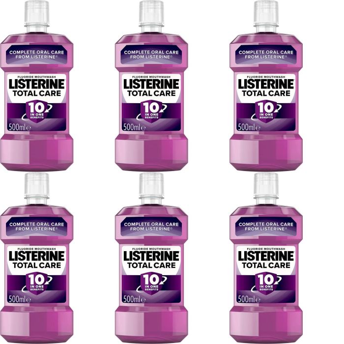 Listerine Mouthwash Total Care Anti-Bacterial Clean Mint 500ml - Pack of 6