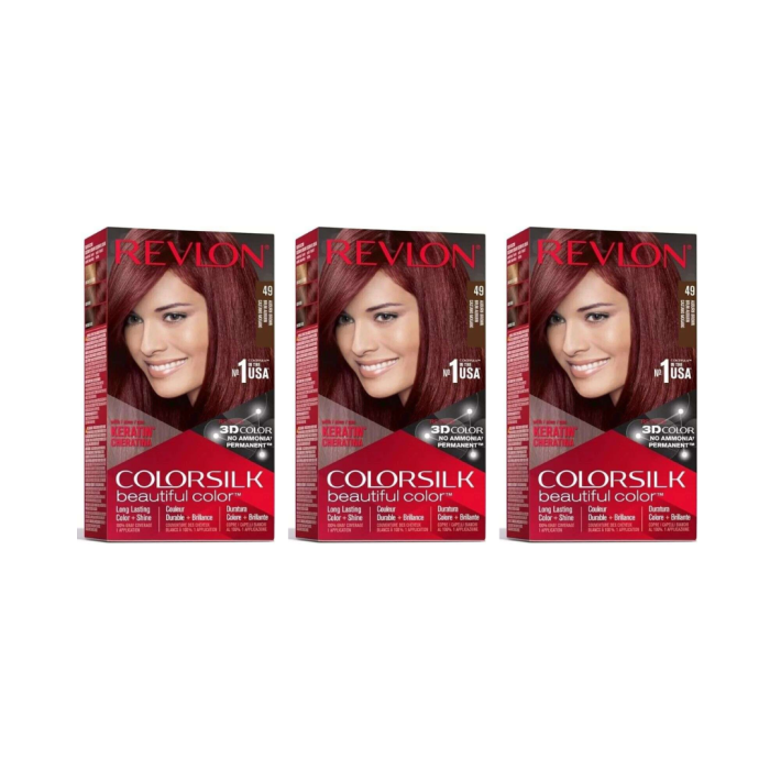 Revlon Colorsilk Beautiful Color 49 Auburn Brown - Pack of 3