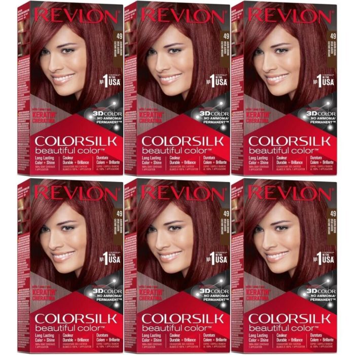 Revlon Colorsilk Beautiful Color 49 Auburn Brown - Pack of 6
