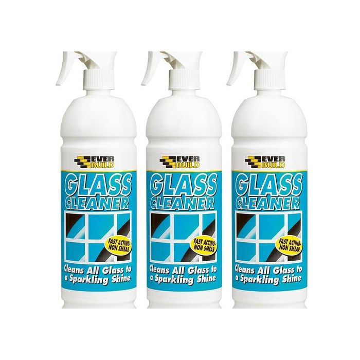 Everbuild Glass Cleaner Ready To Use Spray 1 Litre - Pack of 3